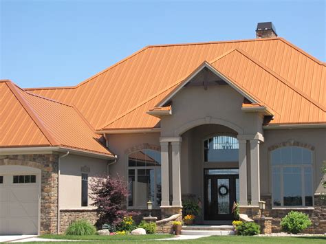 copper metallic metal roof on brick house|brick house metal roof pictures.